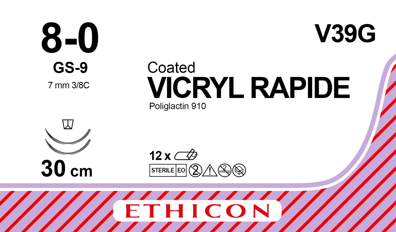 Vicryl Rapid sutur 8-0, V39G, 2XGS-9 30 cm purple
