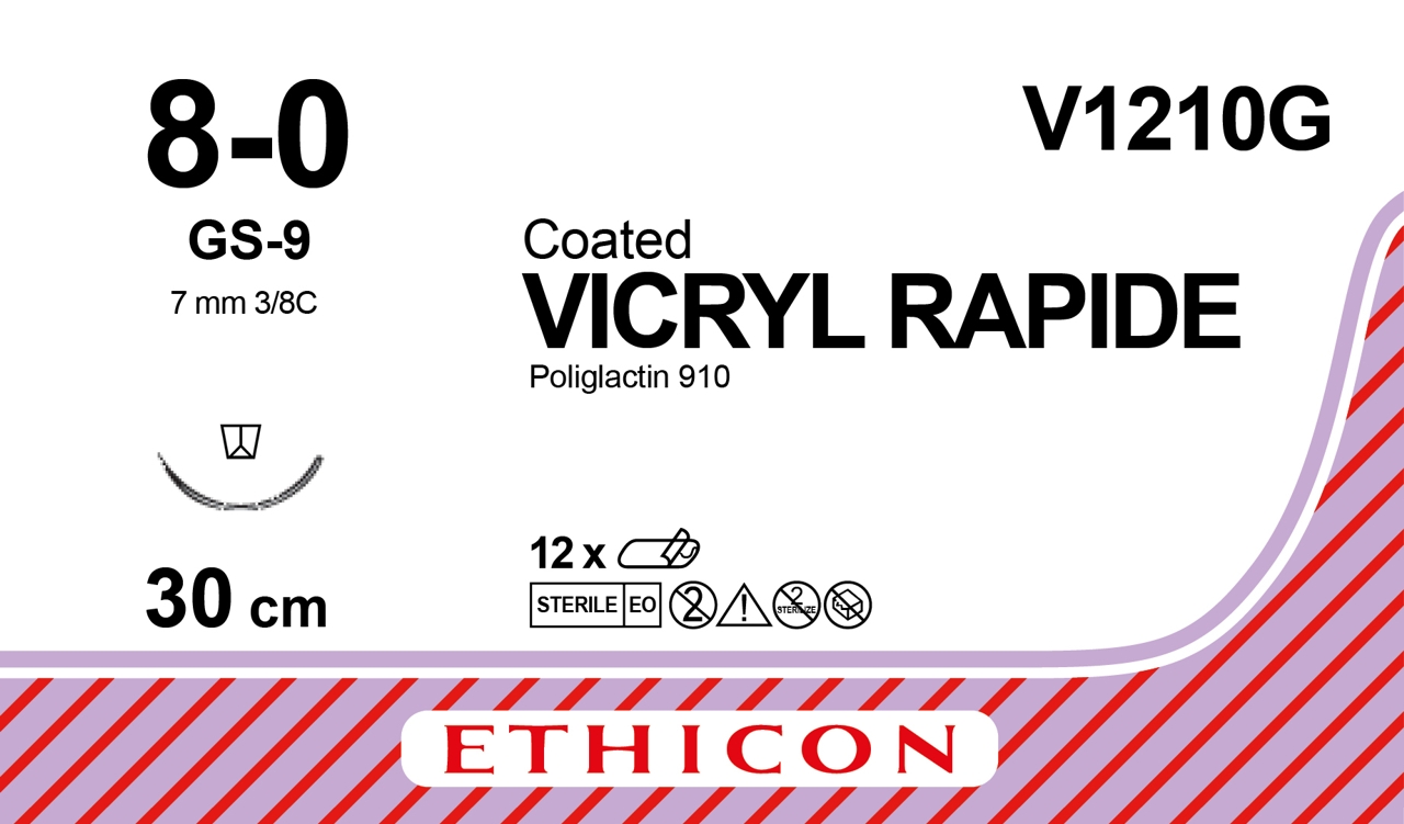 Vicryl Rapid sutur 8-0, V1210G, GS-9 30 cm purple