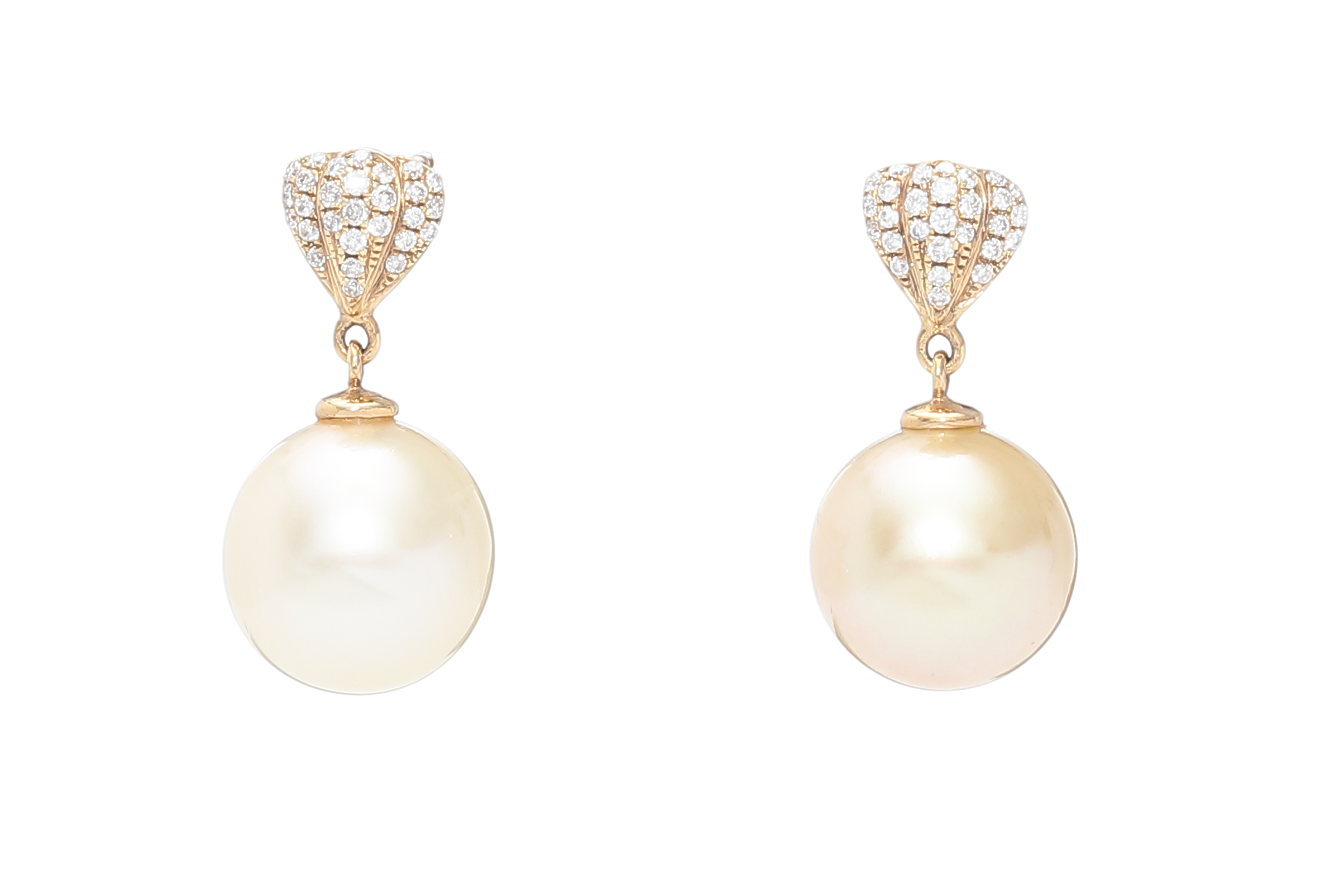 Ohrringe mit Südseeperlen in Gold und Diamanten 10–11 mm - 2