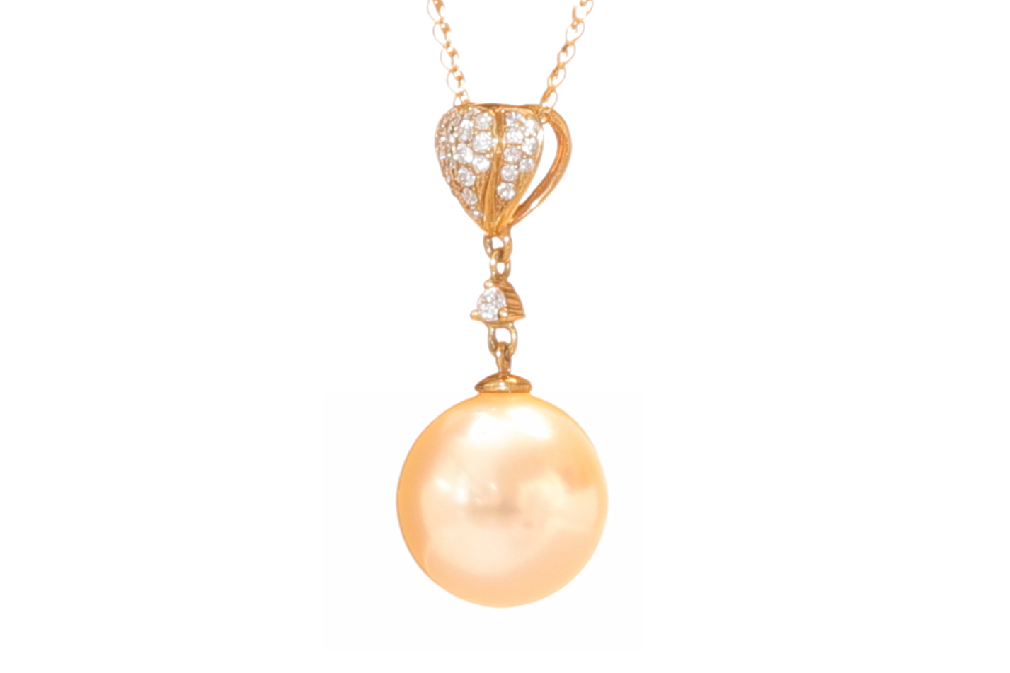 Anhänger aus goldenen Südseeperlen in Gold und Diamanten 12–13 mm