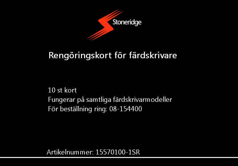 Stoneridge Nordic - Rengöringskort för digitala & smarta färdskrivare