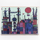 Stig Lindberg (1962) Wall Plaque "Air Balloon over City" 34 cm