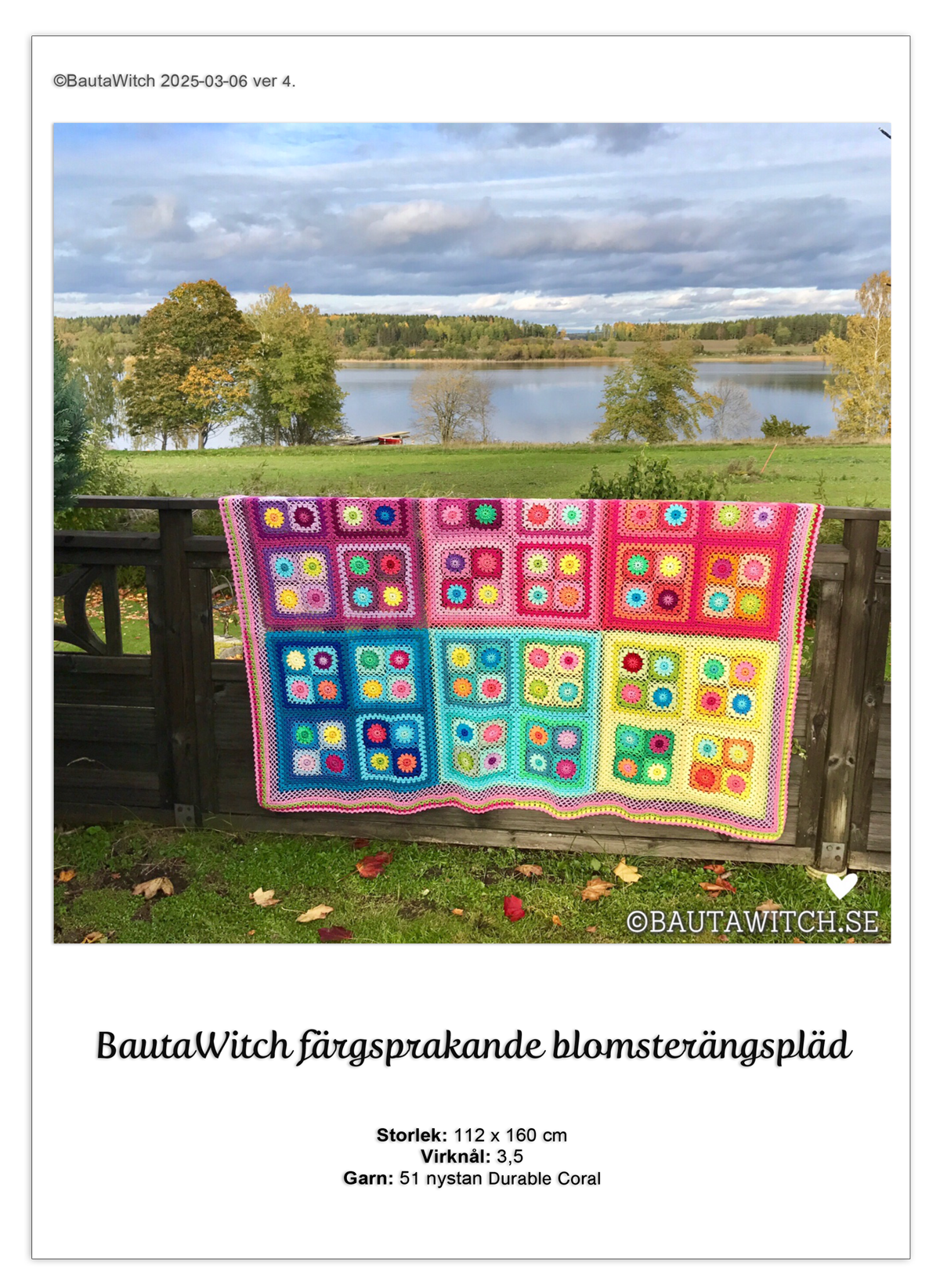 Utskrivet mönster till BautaWitch blomsterängspläd  (26 sidor)