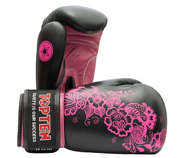Topten Boxingglove Superfight Flower, Black/Pink 10 oz