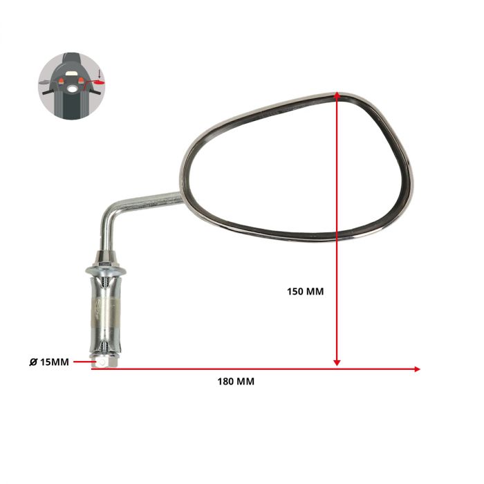 Rear-view mirror Bumm, for mounting in the handlebar. High quality. Left side - 2