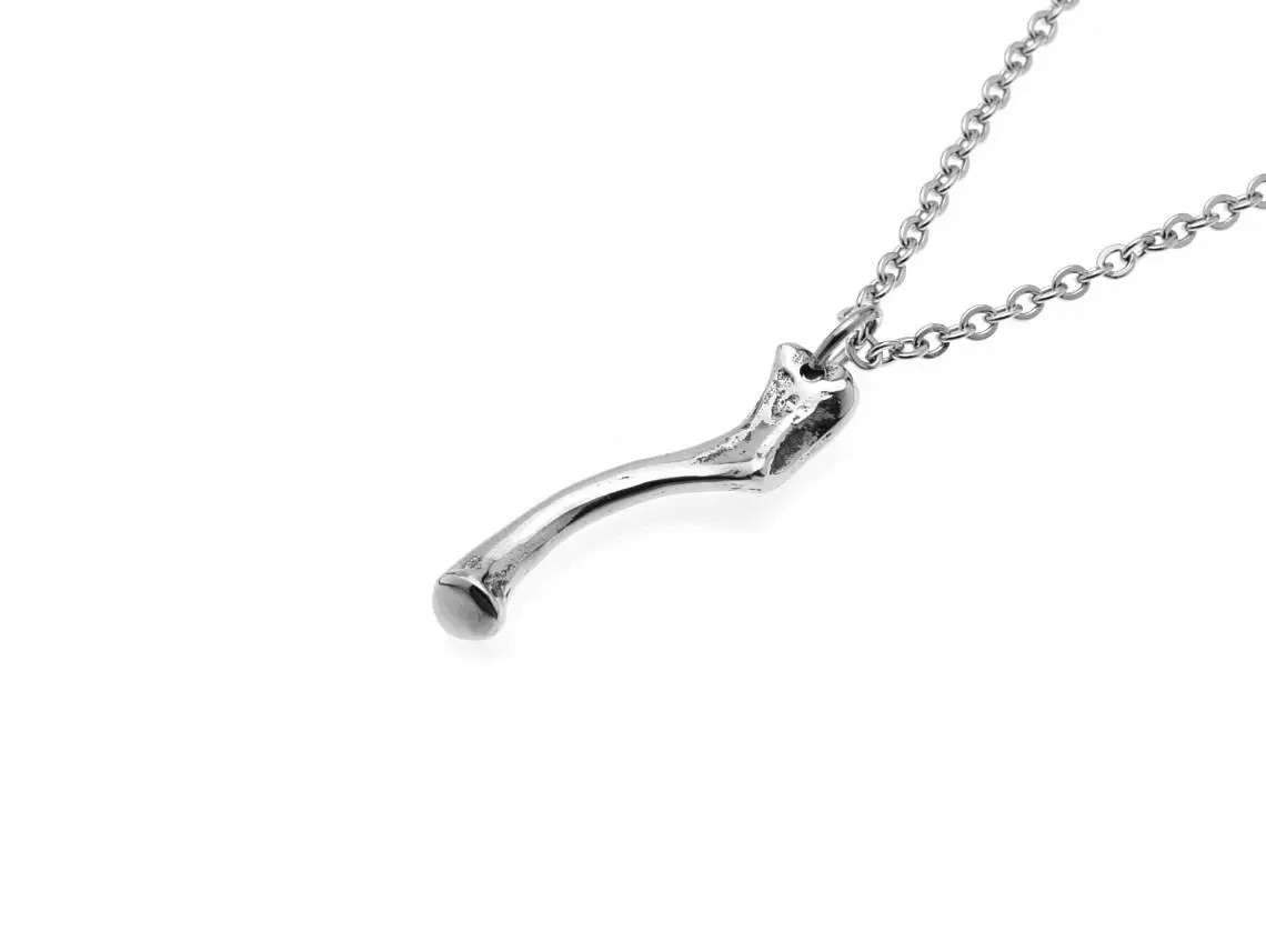 Litet Nyckelben Halsband, Skelett Smycke i Tenn - 2