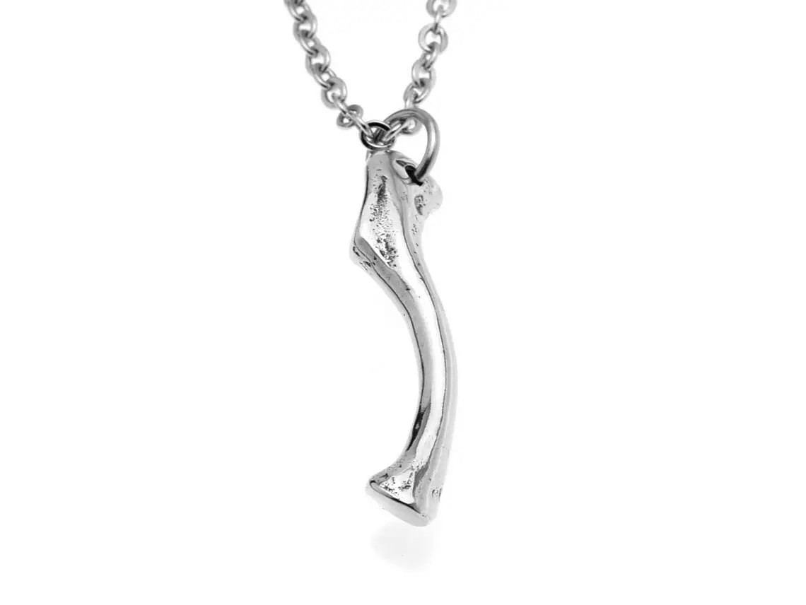Litet Nyckelben Halsband, Skelett Smycke i Tenn - 5