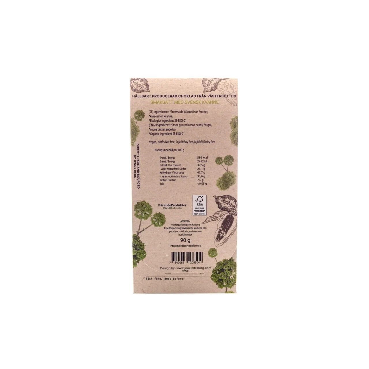 Choklad 65%  Eucador med Fjällkvanne 90g Vintage Plantations - 2