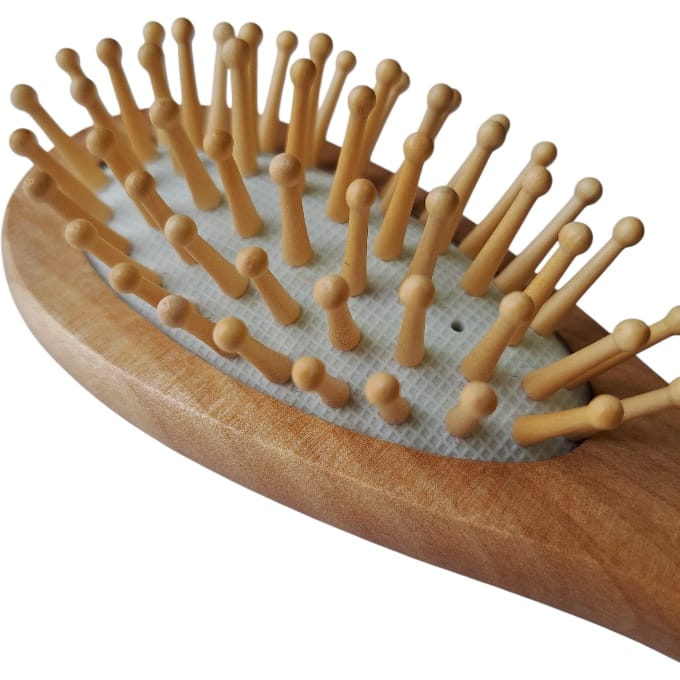 Hårborste med bambuskaft och mjuka piggar, 17 cm - 2