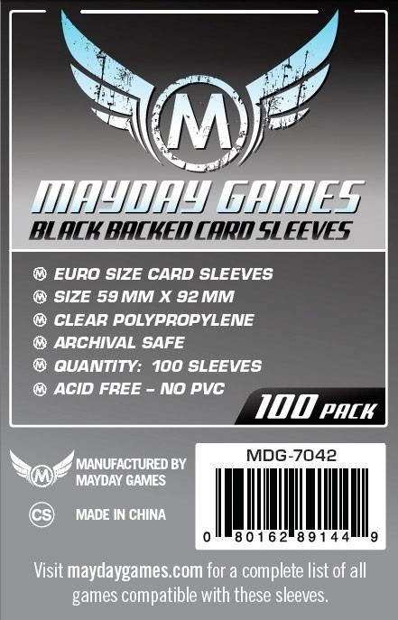 Euro Card Sleeves - 59 x 92 mm - 100 Pack - Black Backed