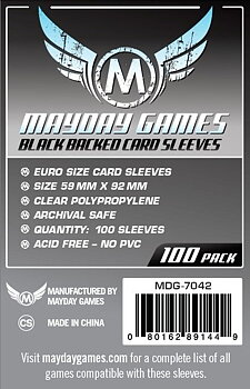 Euro Card Sleeves - 59 x 92 mm - 100 Pack - Black Backed