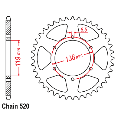 Rear Sprocket Aluminum - 2