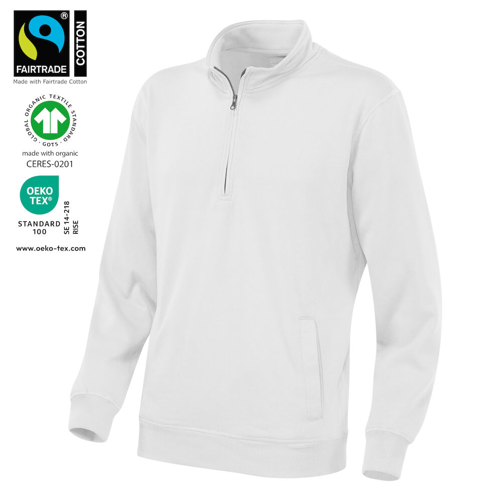 Sweatshirt med ½ dragkedja - Unisex - Cottover - Fairtrade, EKO & GOTS - 14 olika färger