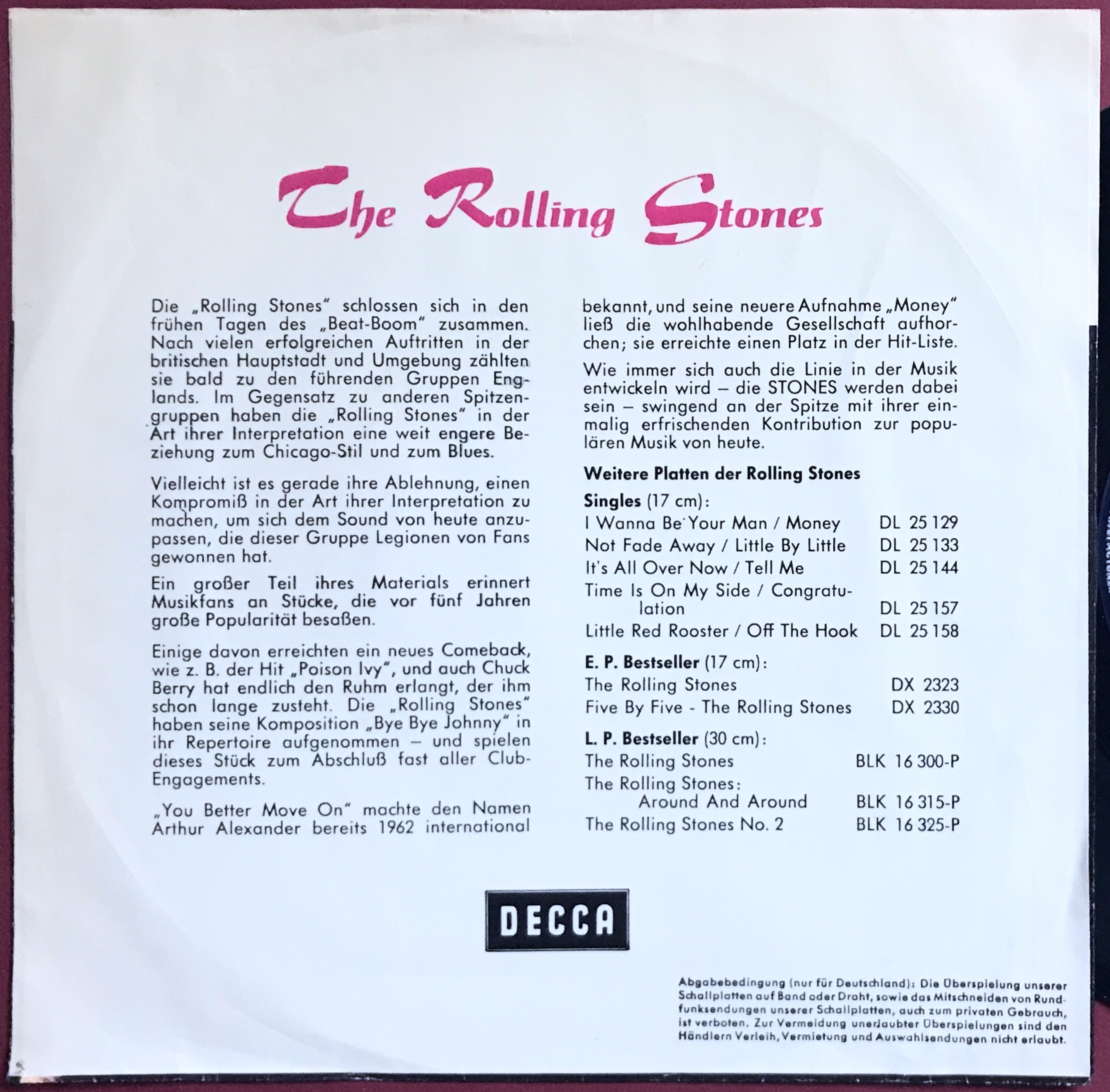 ROLLING STONES - Satisfaction Swe PS 1965 - 2