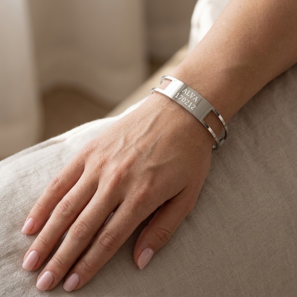 Personlig armring med gravyr - Rostfritt stål - 2