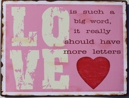 Plåtskylt skylt LOVE shabby chic lantlig stil