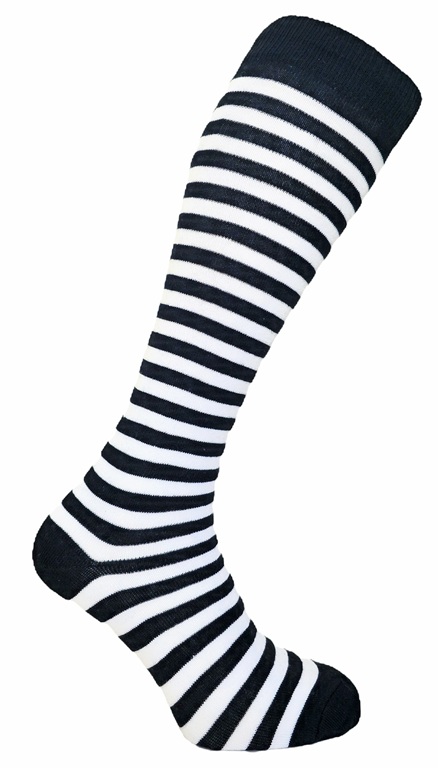 Knästrumpor Black And White Thin Stripe