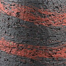 Gunnar Nylund (1959) Rough Vase with Swirling Red Decor 14 cm