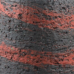 Gunnar Nylund (1959) Rough Vase with Swirling Red Decor 14 cm