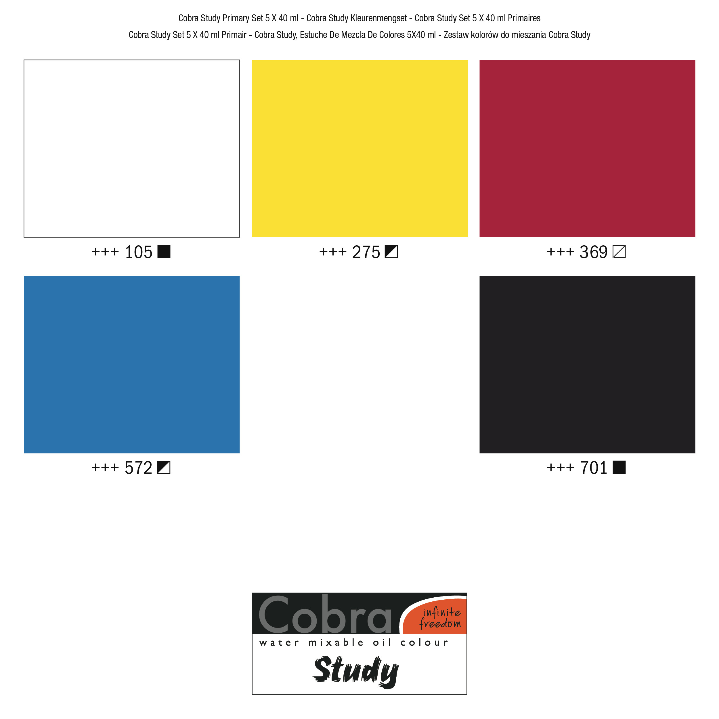 Cobra Study water mixable oil colours colour mixing set - 3