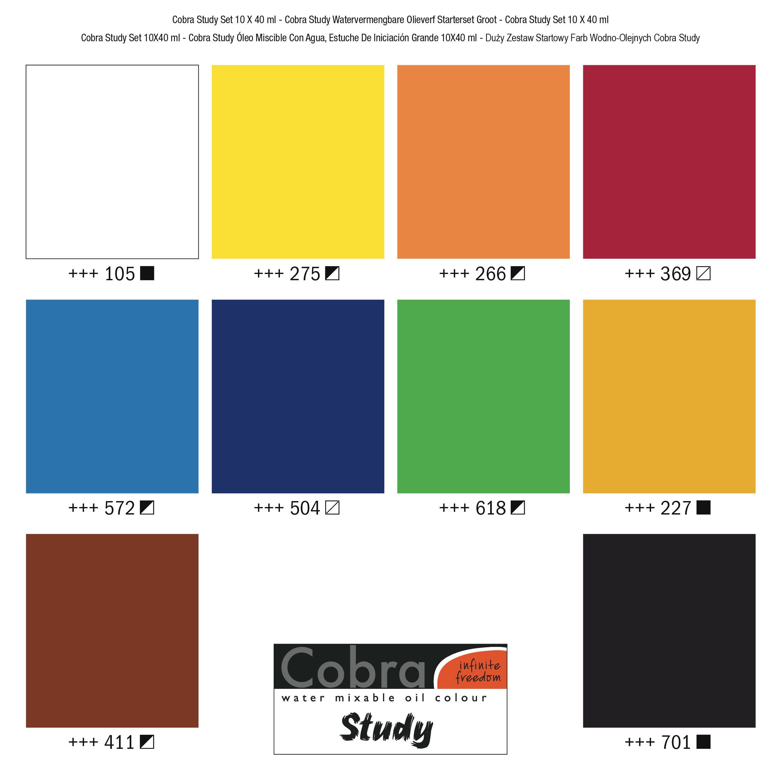 Cobra Study water mixable oil colours starter set large - 2