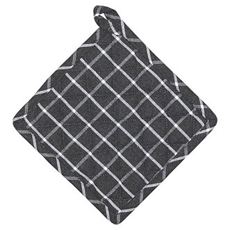 Grytlapp 2-pack.svart ruta+grå