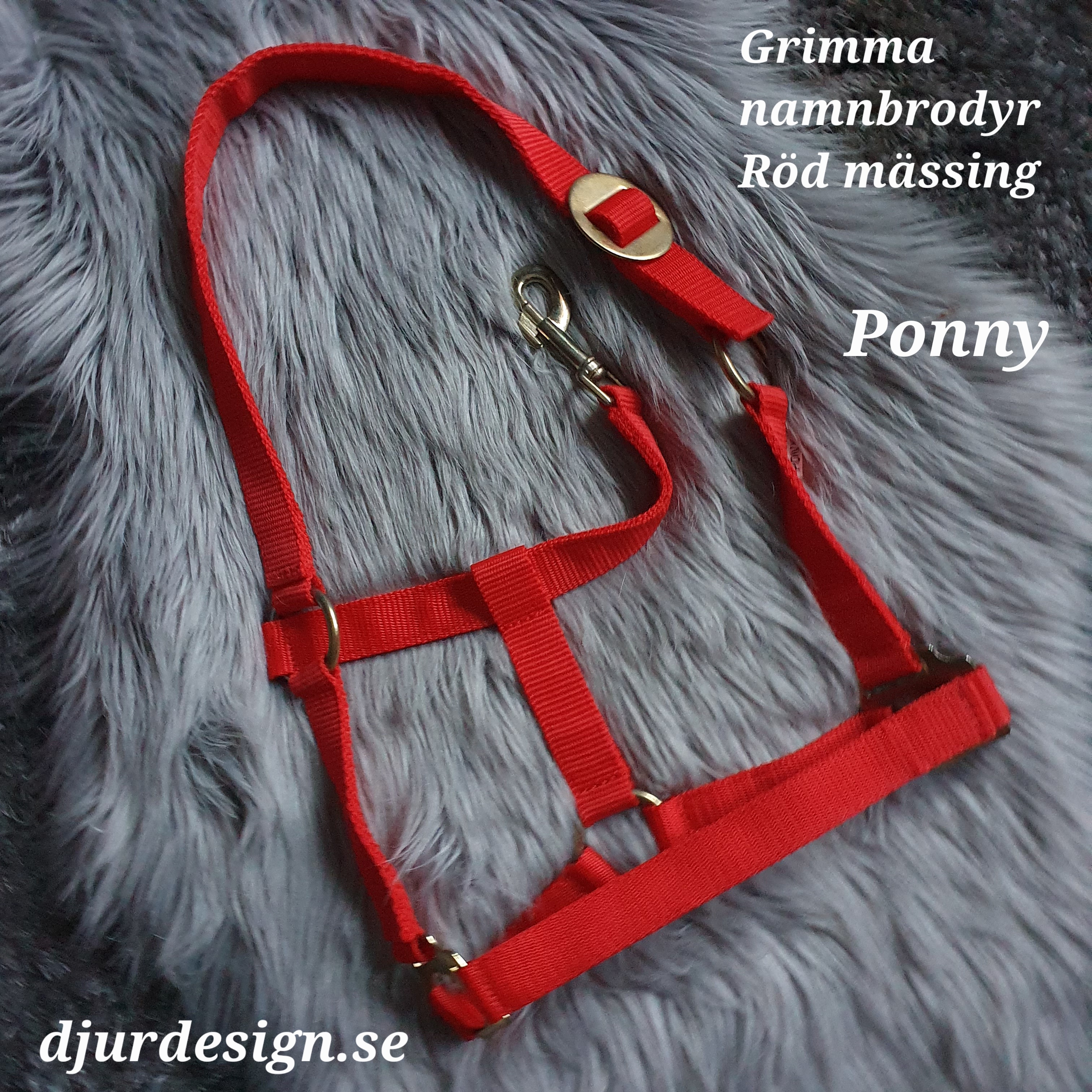 PONNY Röd mässing grimma  med namn brodyr