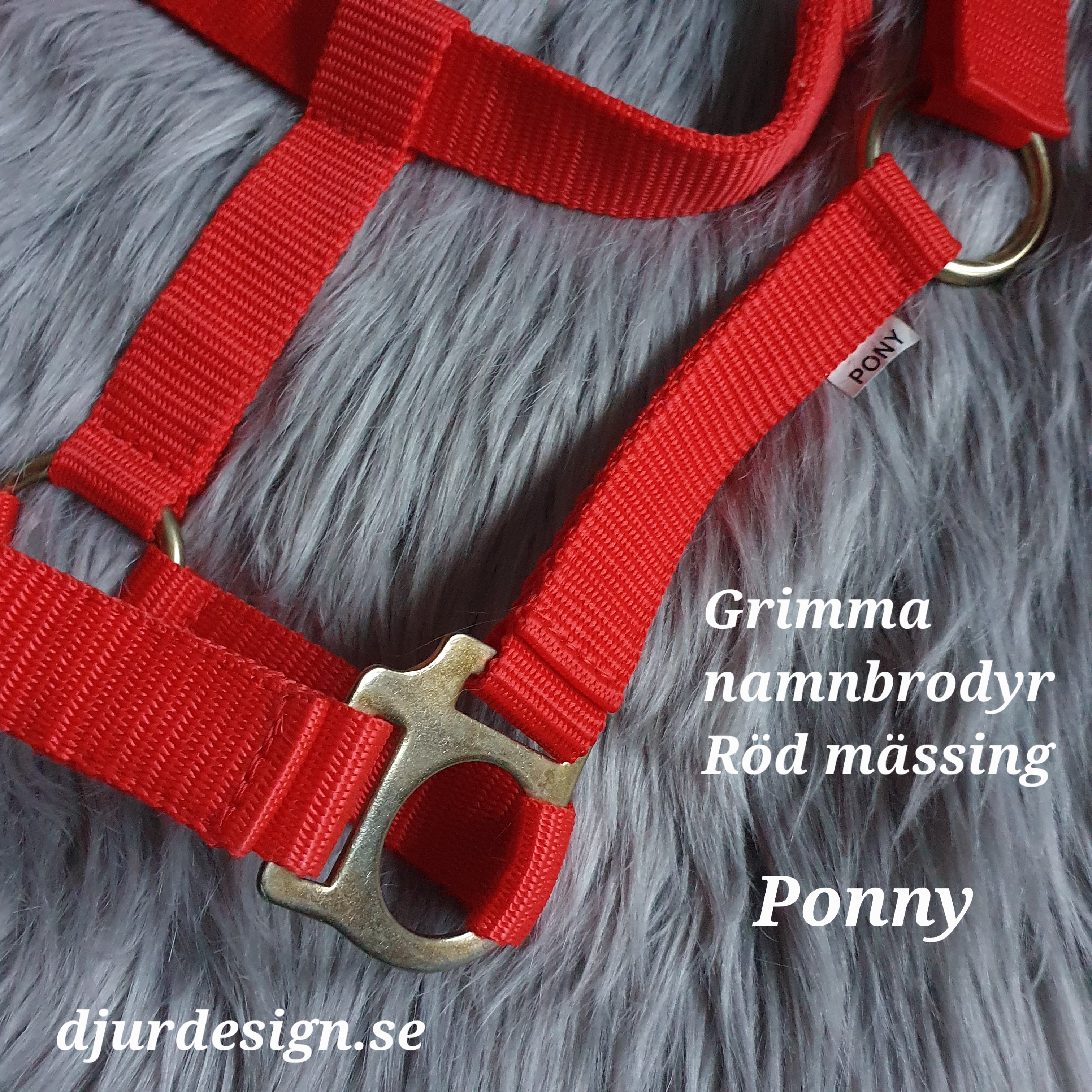PONNY Röd mässing grimma  med namn brodyr - 5