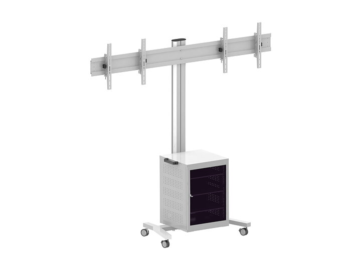 M Public Display Stand 180 Dual MediaBox4 Silver