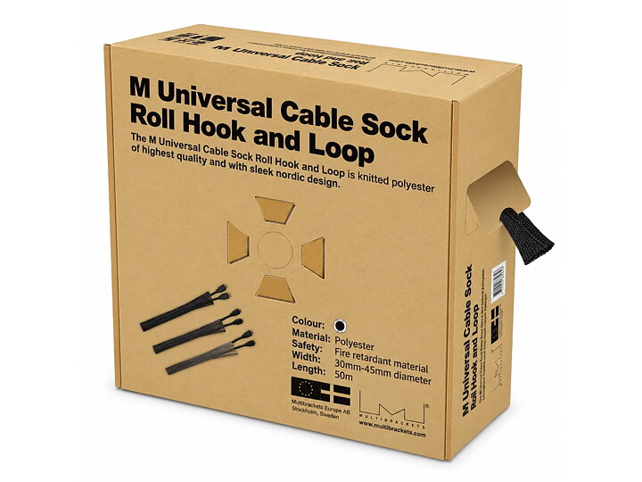 M Cable Sock Roll Hook-and-loop Black 50m-L