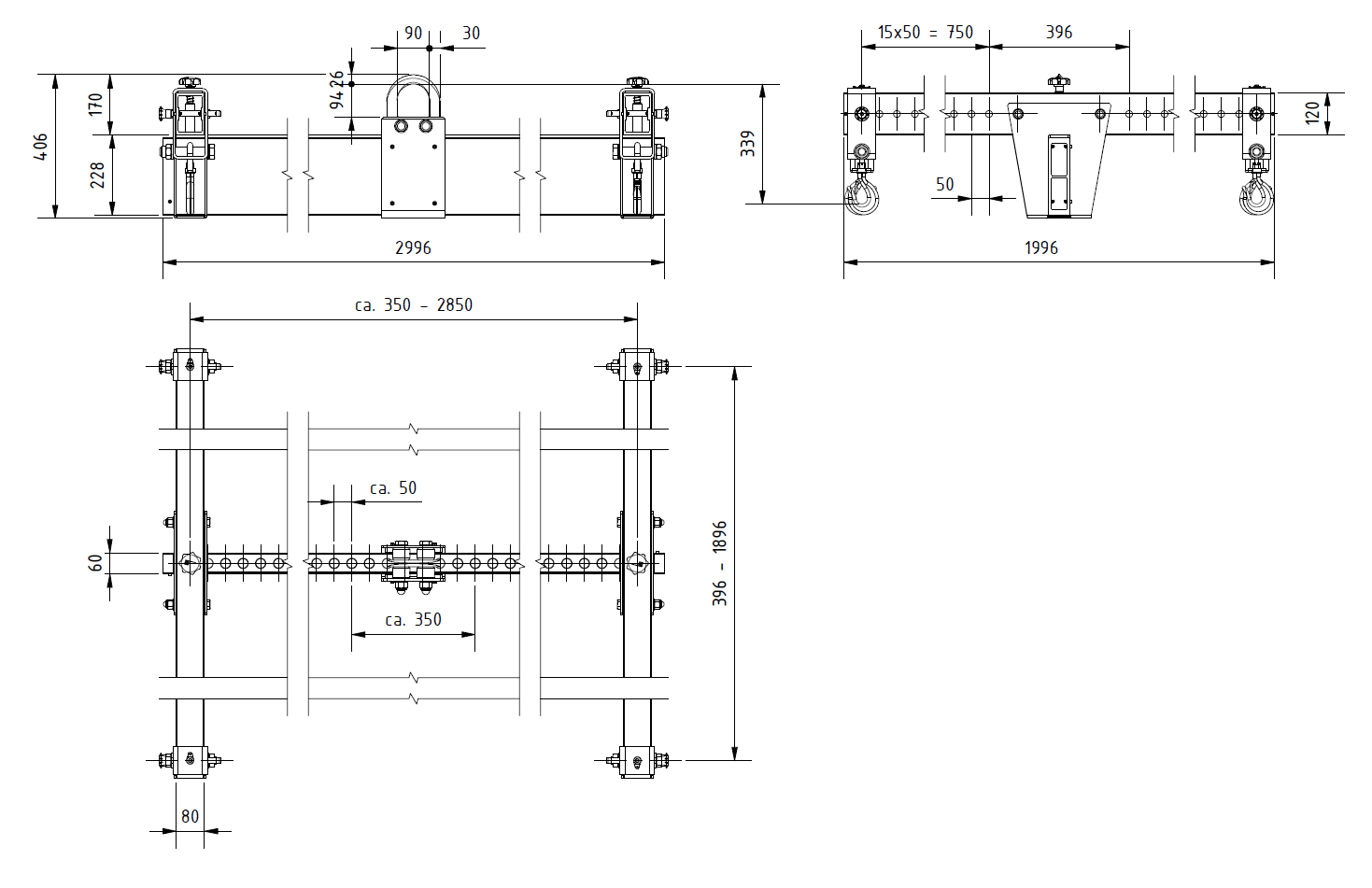 H-Ok Lågbyggt i aluminium "Justerbart" Maxlast: 1000 kg / Längd: 3x2 meter - 2