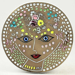 Mari Simmulson (Beata 1965) Colorful Woman Wall Plaque 17 cm