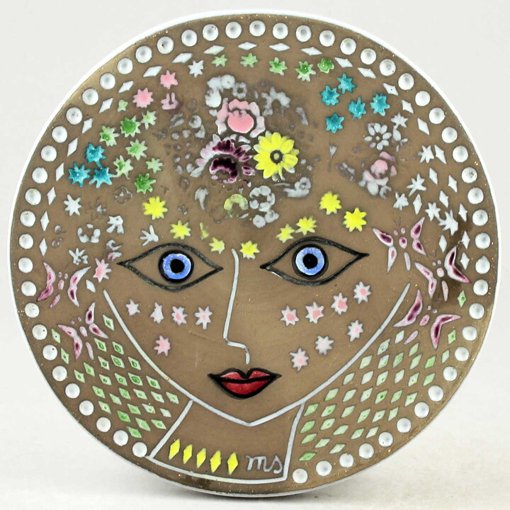Mari Simmulson (Beata 1965) Colorful Woman Wall Plaque 17 cm