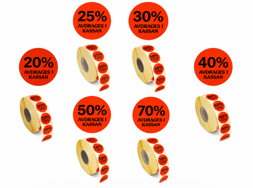 Etikett 20, 25, 30, 40, 50 och 70%
