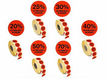 Etikett 20, 25, 30, 40, 50 och 70%