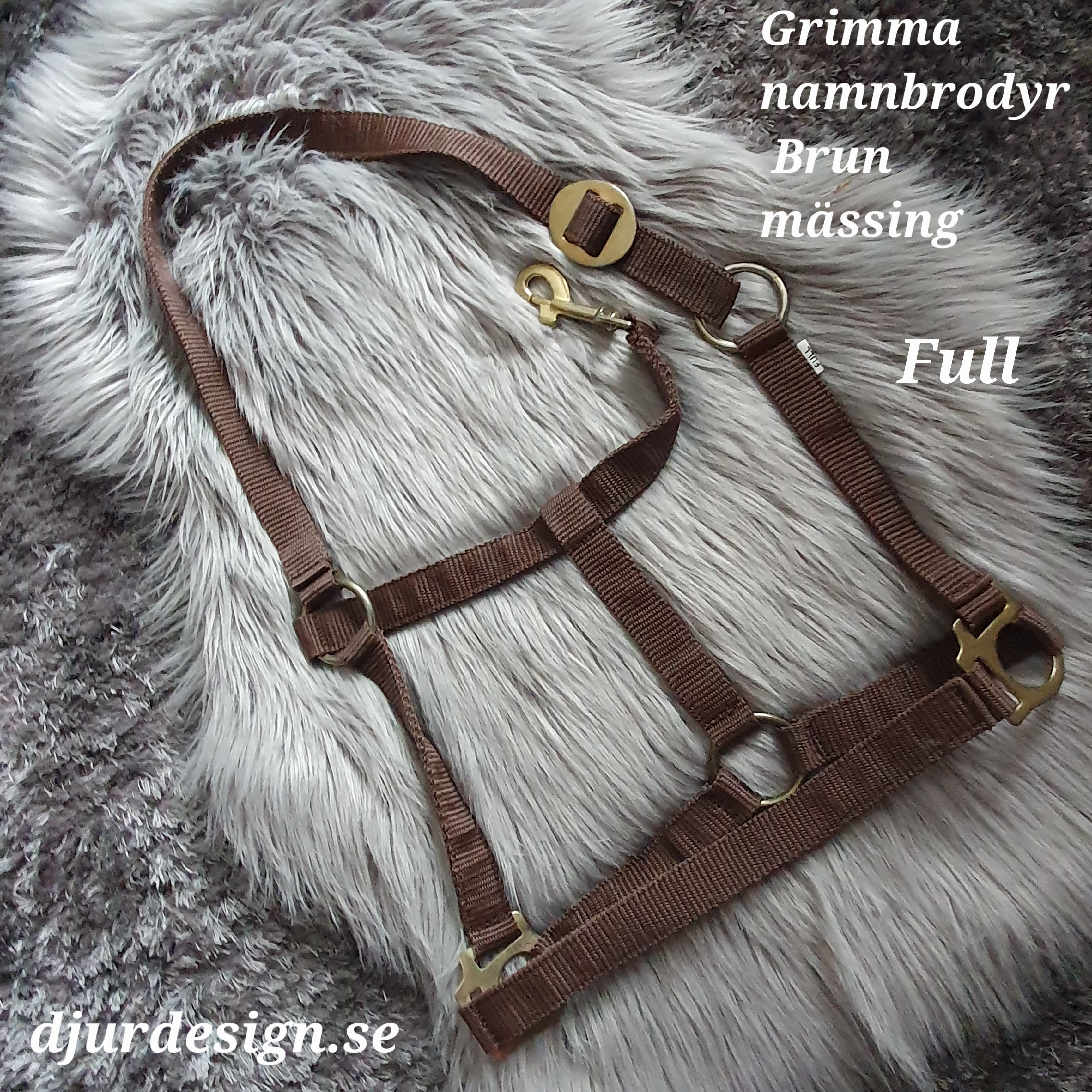 FULL Brun mässing grimma  med namn brodyr  A-B 50 cm C-D 34 cm