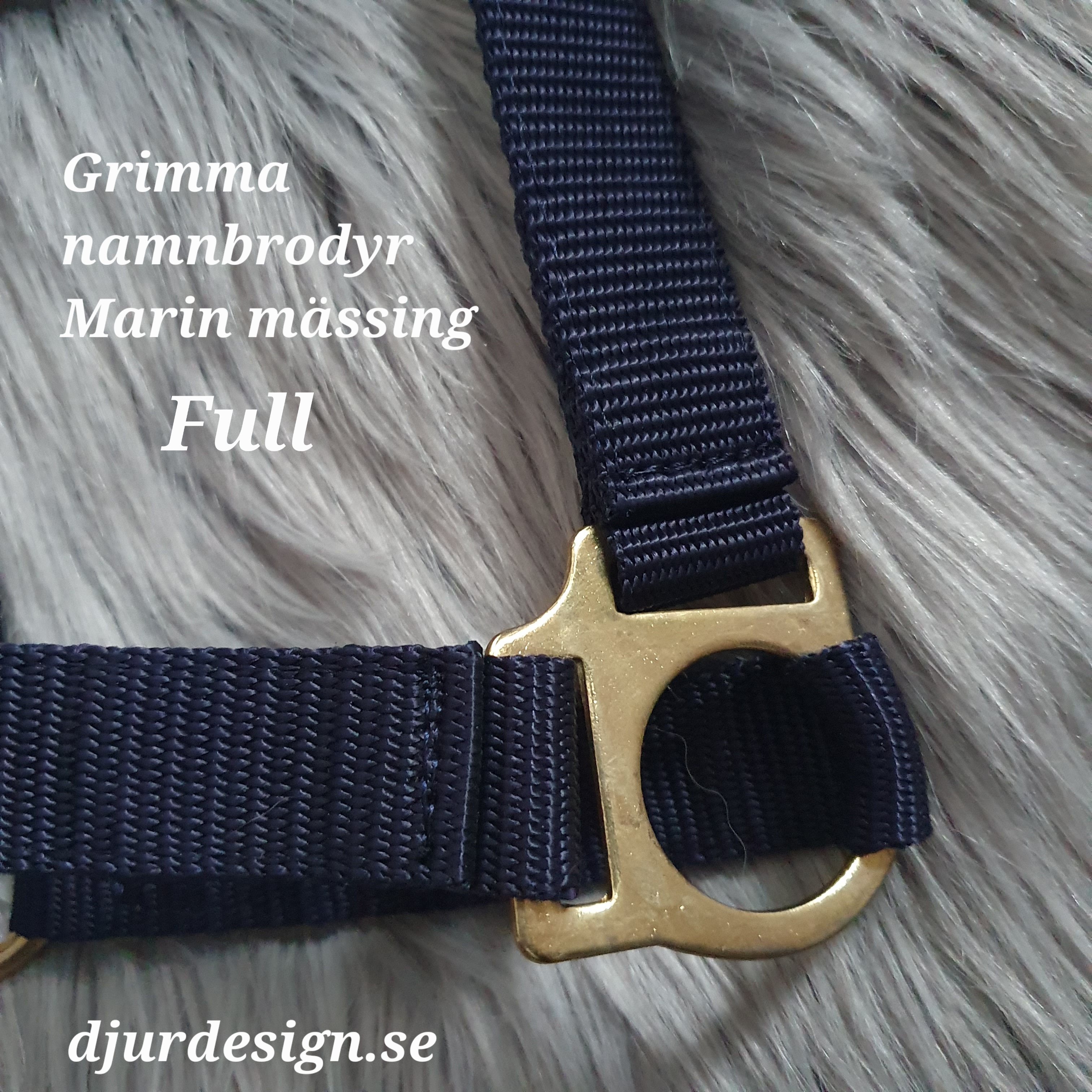 FULL  Marinblå mässing grimma med namn brodyr A-B 50 C-D 34  cm - 7