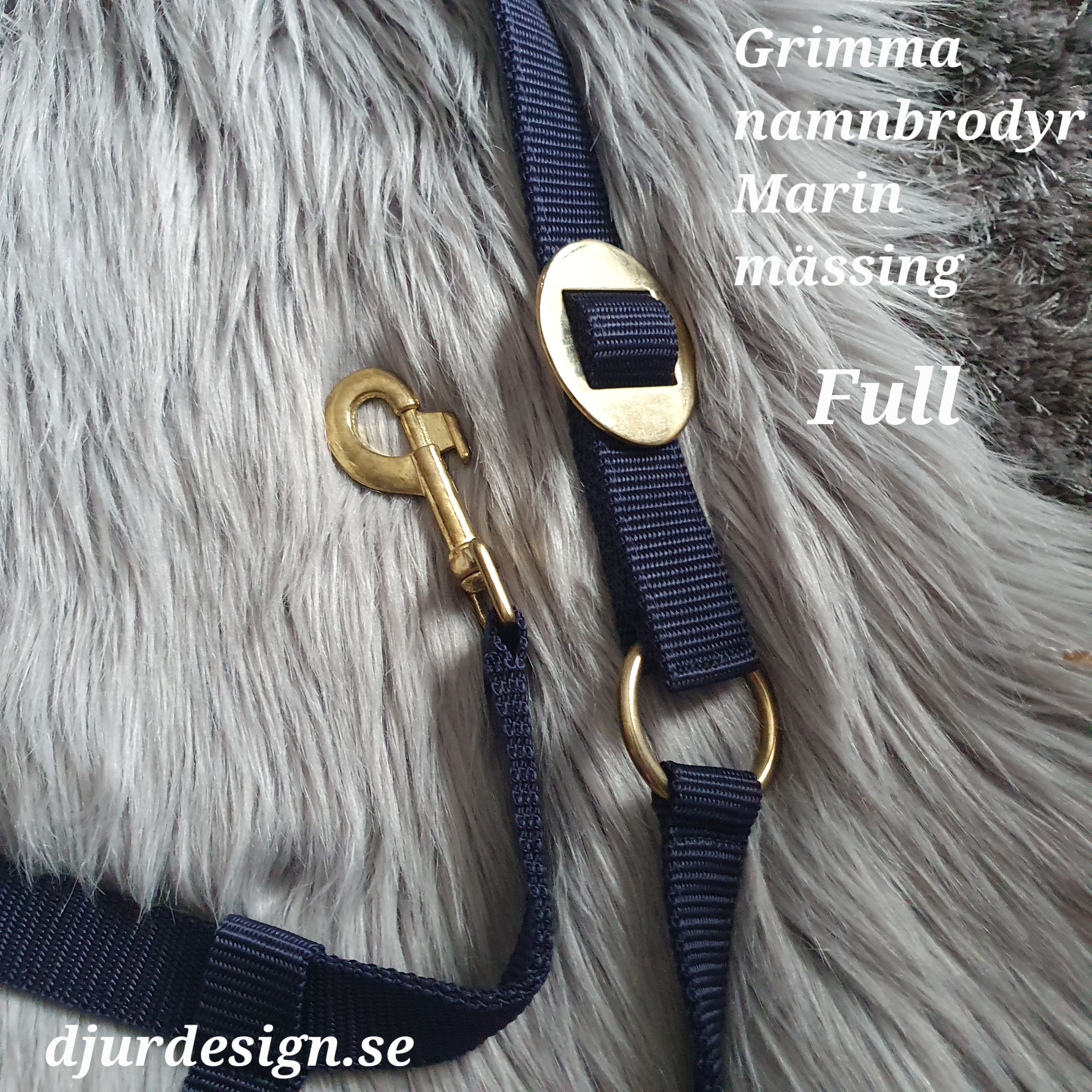 FULL  Marinblå mässing grimma med namn brodyr A-B 50 C-D 34  cm - 8