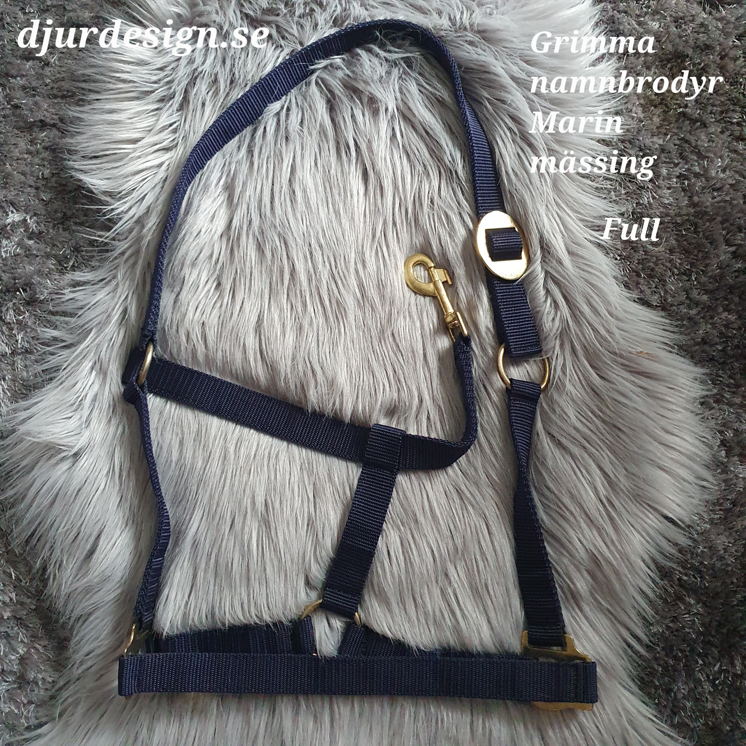 FULL  Marinblå mässing grimma med namn brodyr A-B 50 C-D 34  cm - 9