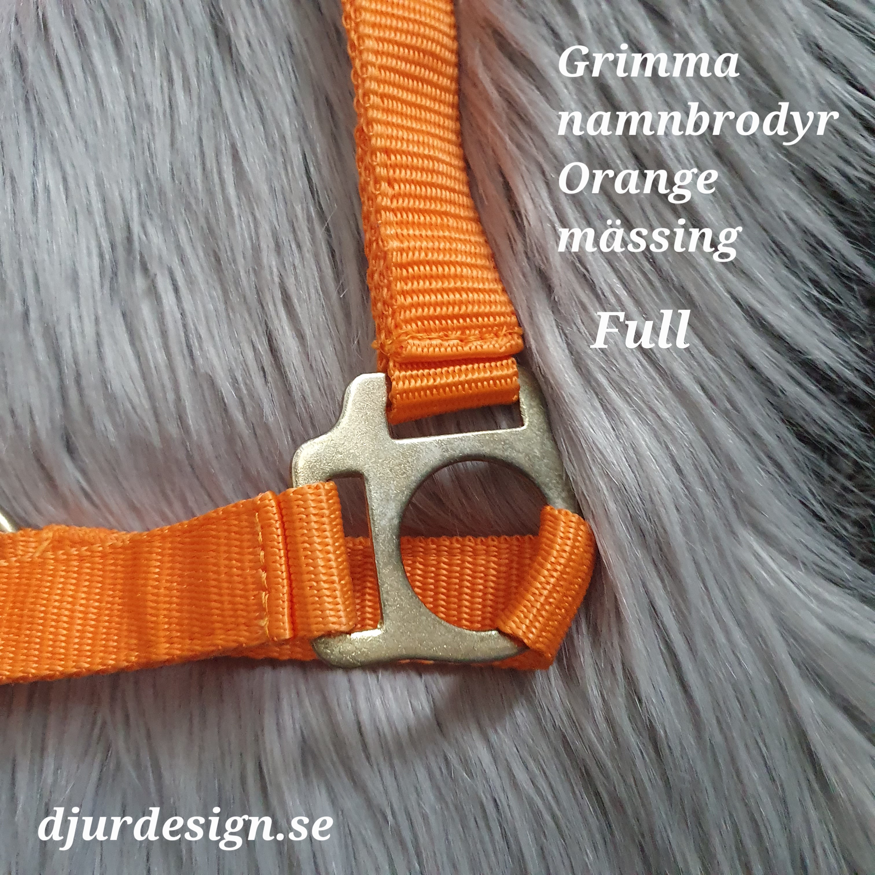 FULL  Orange mässing grimma  med namn brodyr  A-B 50 C-D 34 cm - 6
