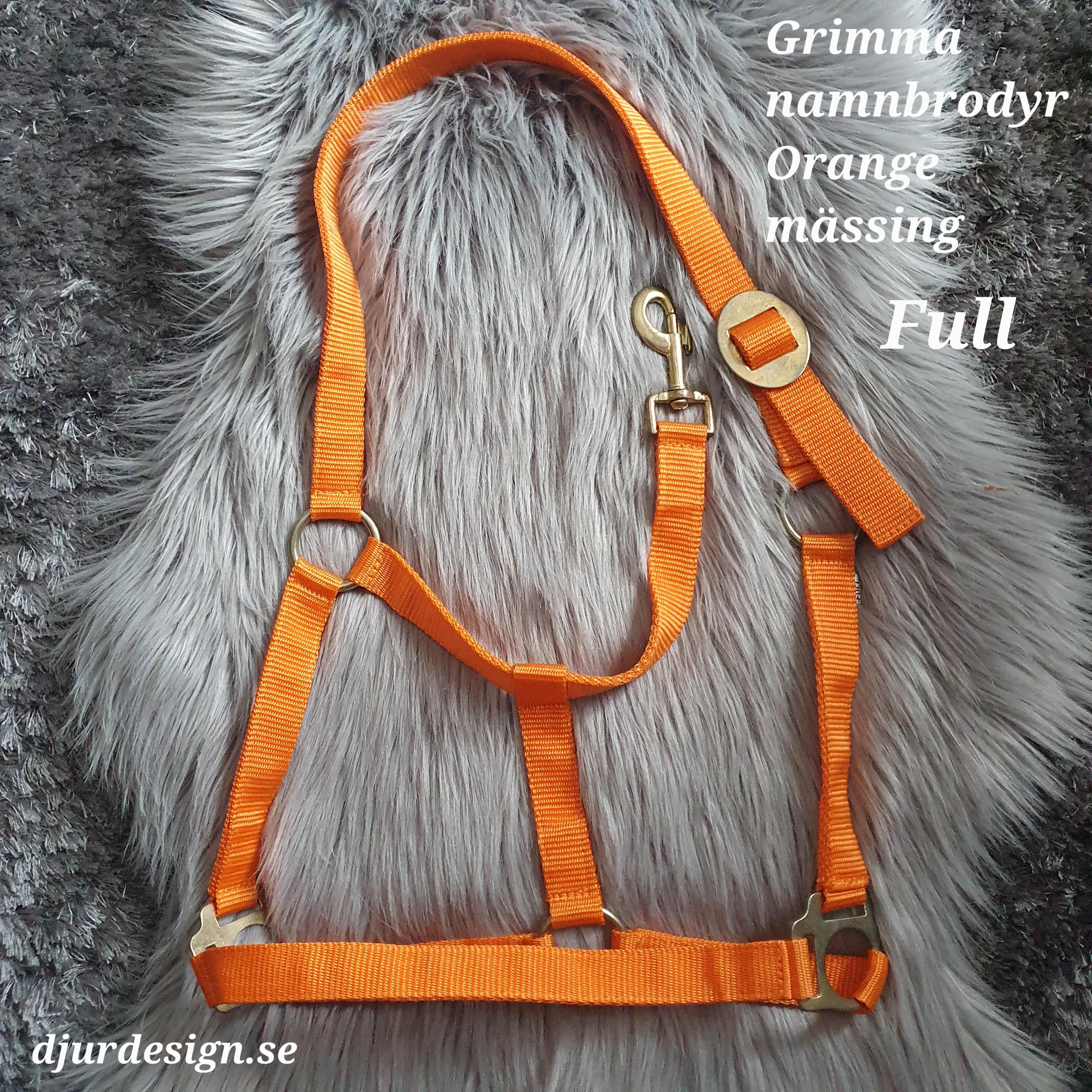 FULL  Orange mässing grimma  med namn brodyr  A-B 50 C-D 34 cm - 7