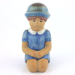 Lisa Larson (Sculptures 1977) Sitting Girl with Blue Dress 18 cm