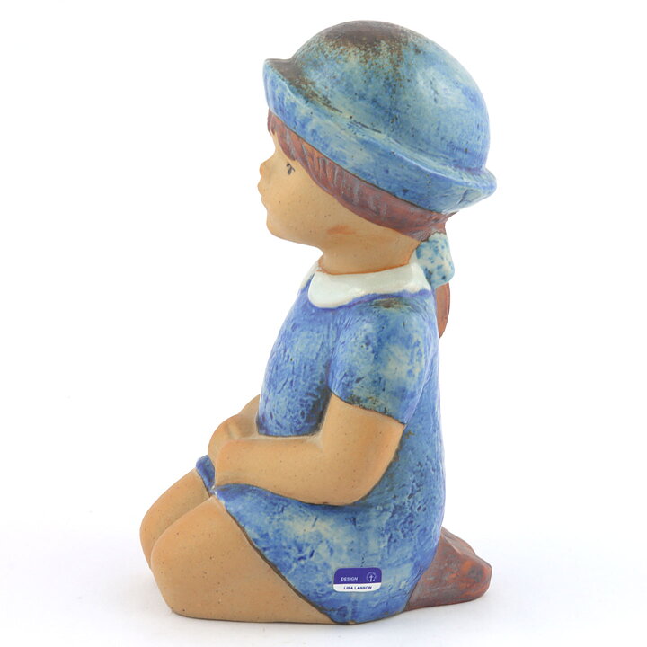 Lisa Larson (Sculptures 1977) Sitting Girl with Blue Dress 18 cm