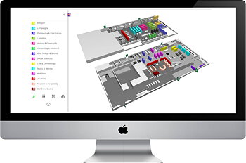 WagnerGuide 3.0 – digital og interaktiv orienteringskart med 3D-modeller for navigasjon, informasjon og visualisering i bibliotek og offentlige bygg.