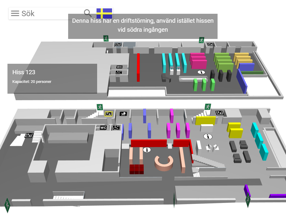 WagnerGuide 3.0 – digital och interaktiv orienteringskarta med 3D-modeller för navigation, information och visualisering i bibliotek och offentliga byggnader.