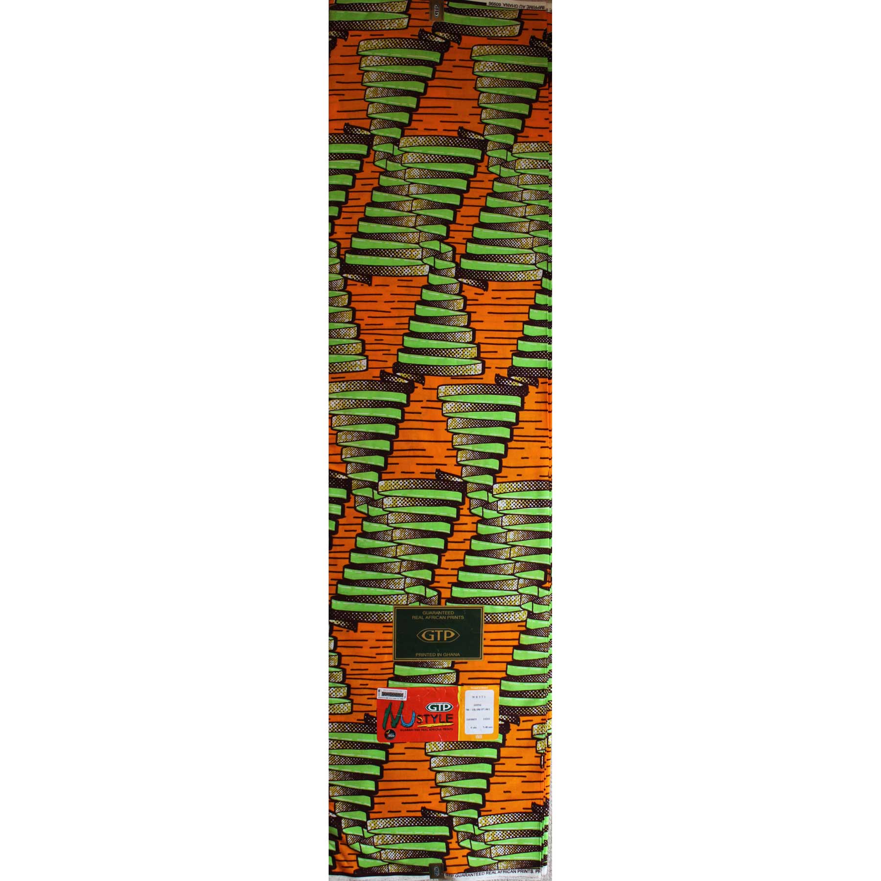 Afrikanskt tyg Orange Grön - 3