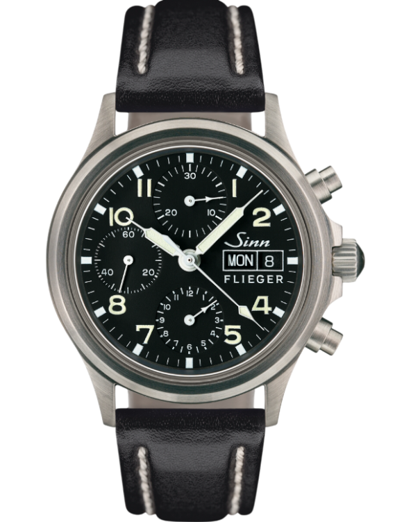 356.070 Sinn 356 Sa Pilot vintage svart läderband