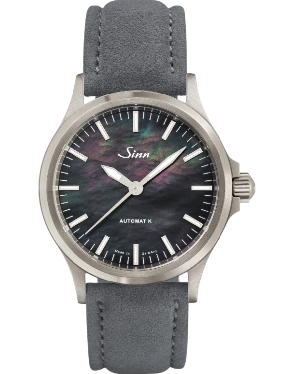 556.0105 Sinn 556 I pärlemor S grå alcantara läderband 