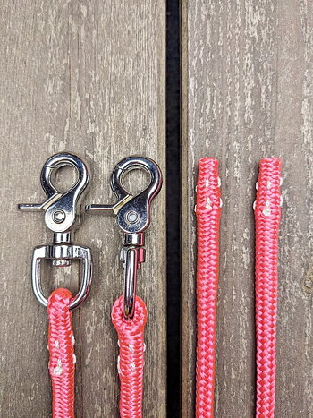 Long split reins with permanent snaps - 6 mm