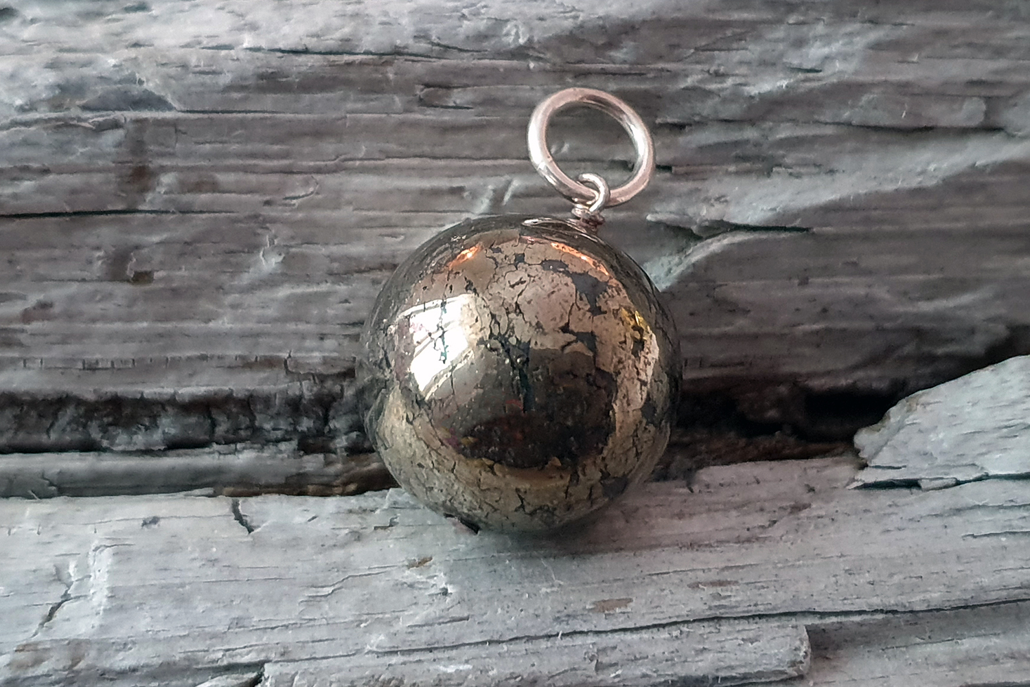 JOD Bubbles:  Kalkopyrit kula 18mm hänge 925-silver